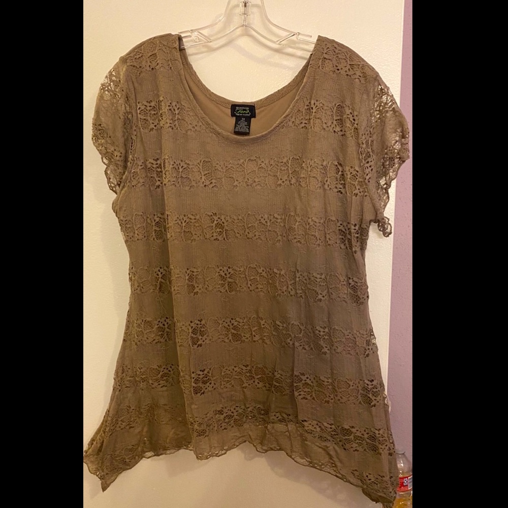 Shannon Ford New York Tan Lace Tunic - Size 2X